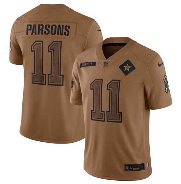 Men's Dallas Cowboys #11 Micah Parsons 2023 Brown Salute To Service Limited Football Stitched Jersey Dyin